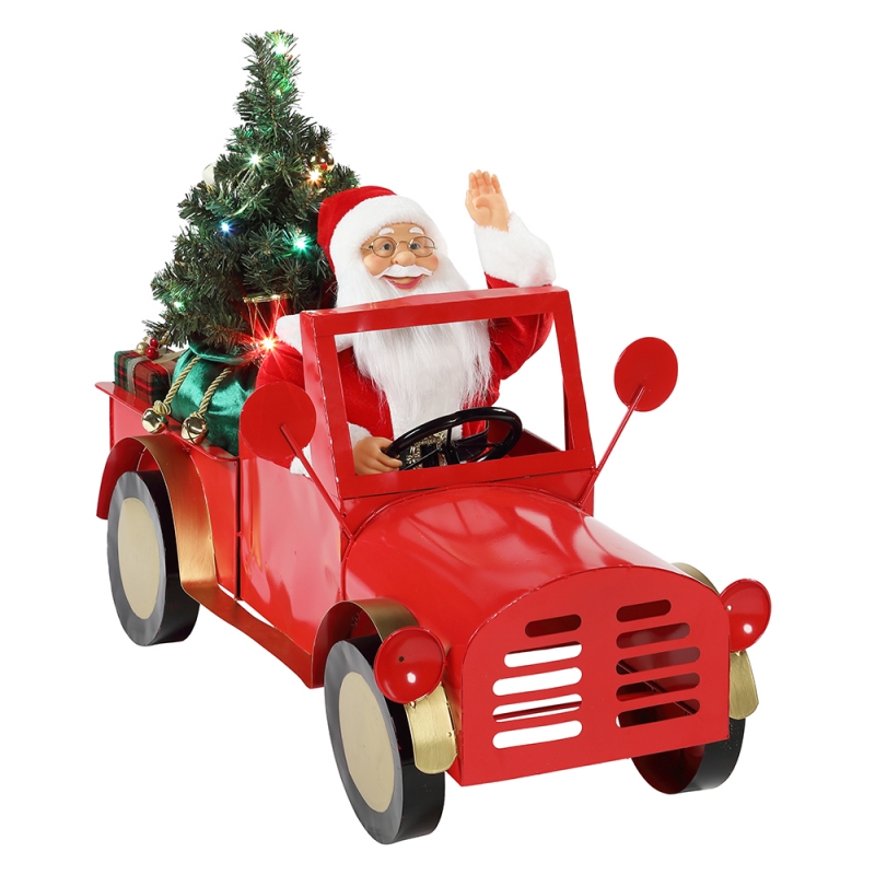 160cm μουσικό κινούμενο santa claus που κάθεται στο φορτηγό Χριστουγεννιάτικα στολίδια συλλογή διακοπών διακόσμηση ειδώλιο προσαρμογέα εναλλασσόμενου ρεύματος