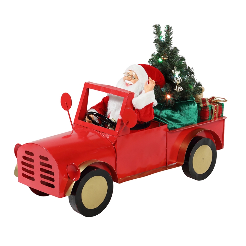 160cm μουσικό κινούμενο santa claus που κάθεται στο φορτηγό Χριστουγεννιάτικα στολίδια συλλογή διακοπών διακόσμηση ειδώλιο προσαρμογέα εναλλασσόμενου ρεύματος