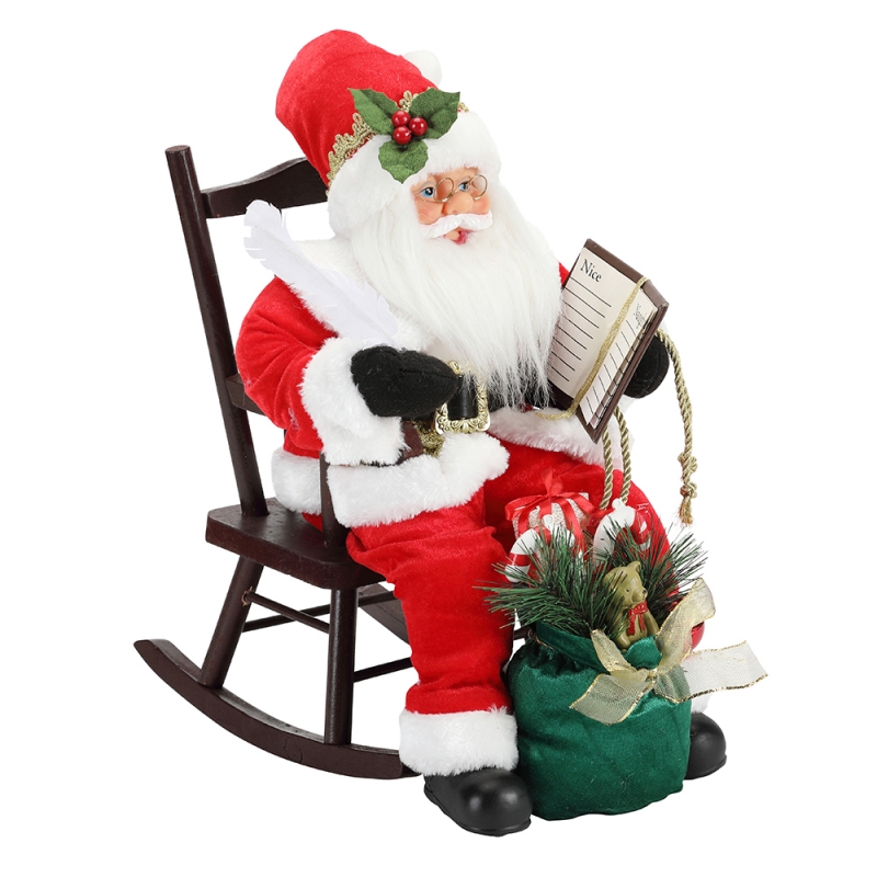 45cm Santa Claus κάθεται στην καρέκλα γράψιμο και ανάγνωση βιβλίο διακόσμηση ειδώλιο συλλογή ύφασμα διακοπών φεστιβάλ έθιμο αντικείμενο