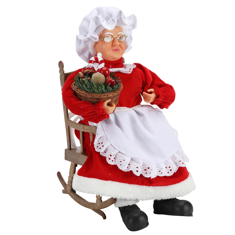 45cm Animated Santa Γυναίκες που κάθεται στην καρέκλα Ηλεκτρική μουσική Μετακίνηση Χριστουγεννιάτικη διακόσμηση ειδώλιο Doll ύφασμα Φεστιβάλ διακοπών