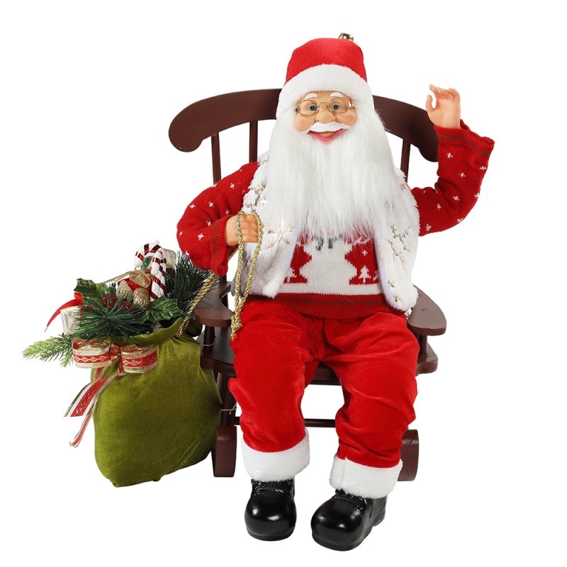 55cm καρέκλα animated santa claus με το φως Χριστούγεννα στολίδι ειδώλιο διακόσμηση Χριστούγεννα κούκλες